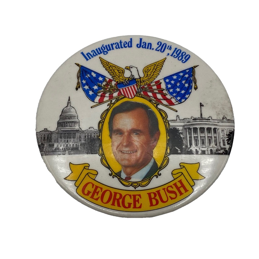 George Bush Presidential Inauguration Pin Back Button 3.5" January 20, 1989